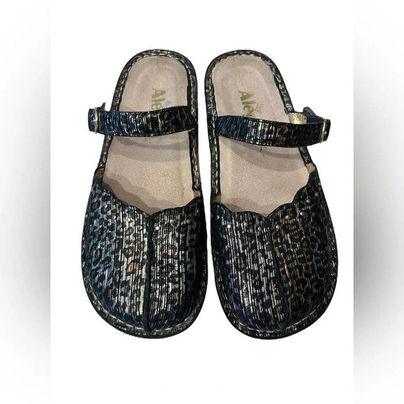 Alegria Womens Leather Mary Jane Tuscany Leopard Spot Slip On Mule Shoes - Picture 1 of 6